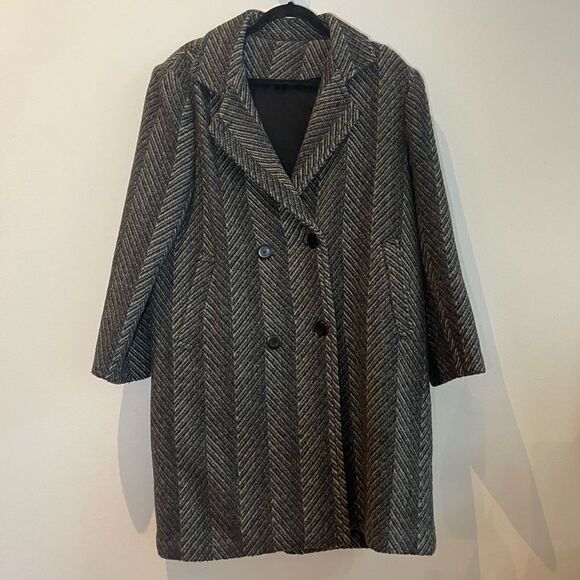 Lasting Impressions Wool Like Chevron Over Coat - 13/14 - Picture 1 of 7